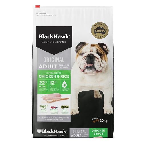 Black Hawk Original Adult Chicken & Rice Dry Dog Food (20kg Bag)